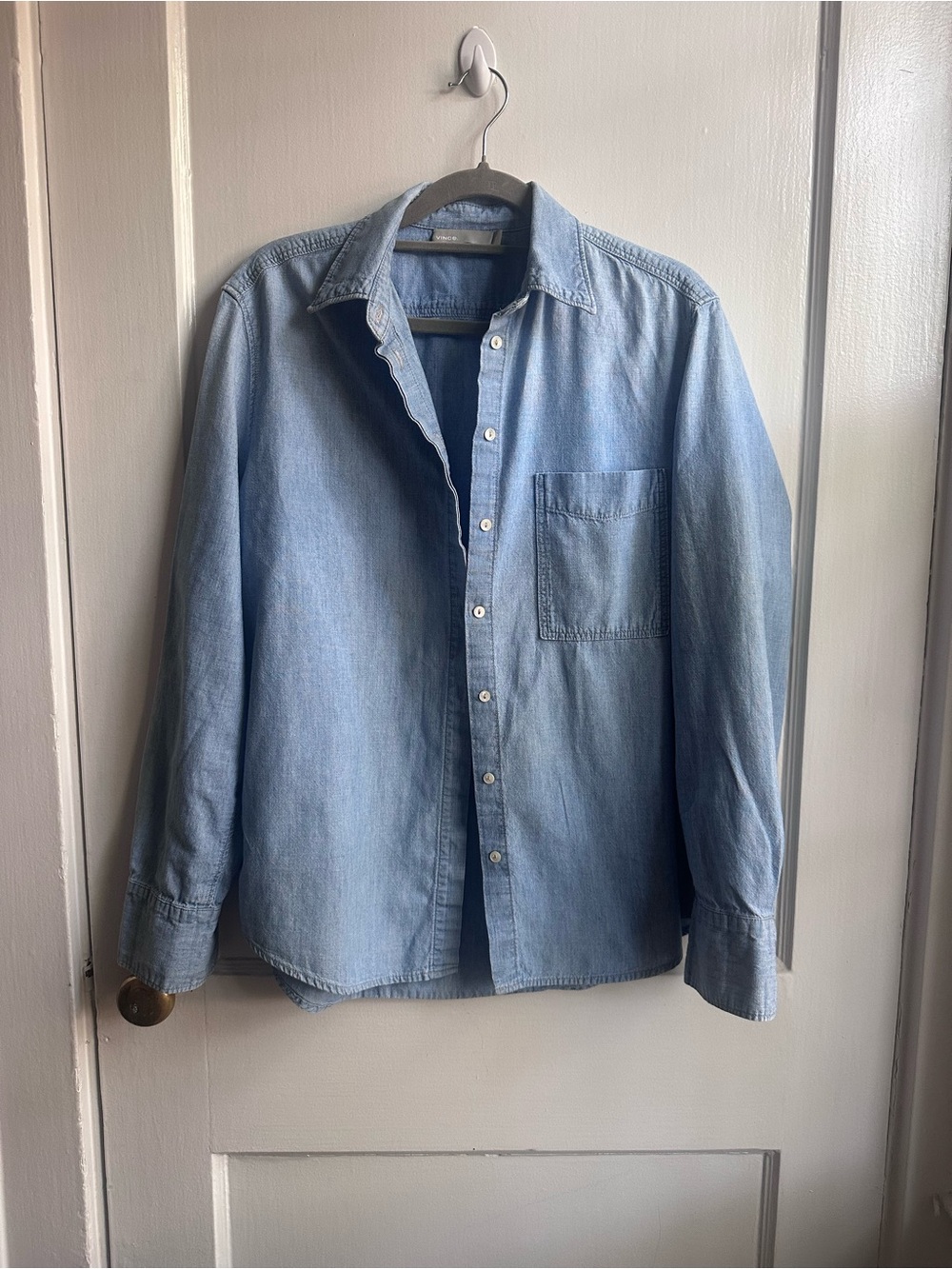 Vince Light Blue Denim Button-Down Shirt
